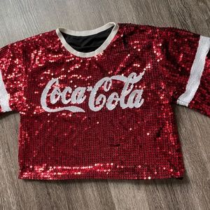 Coca Cola Top ( FLSHVN brand) Sequin Coke Moschino Style - Festival crop 90s